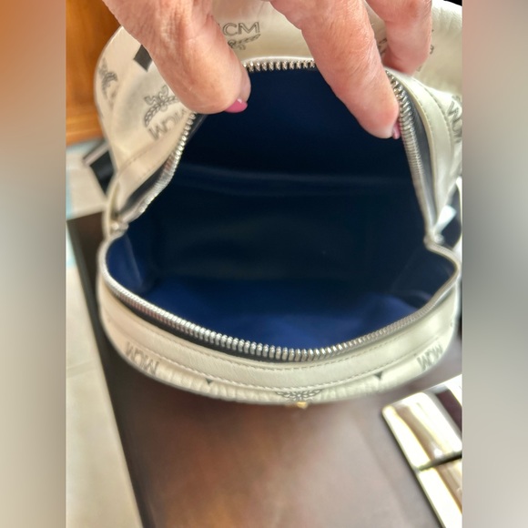 MCM White Studded Visetos Backpack - Picture 8 of 16